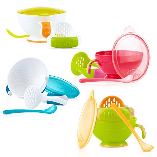 Product Cover Nuby Garden Fresh Mash N' Feed Bowl with Spoon and Food Masher, Colors May Vary