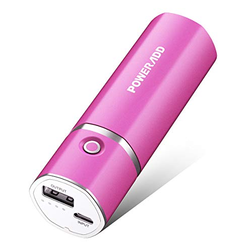 Product Cover POWERADD Slim 2 Ultra-Compact 5000mAh Portable Charger with 2.1A Fast Charge for iPhones, Samsung Galaxy, USB-enabled Devices - Rose Red