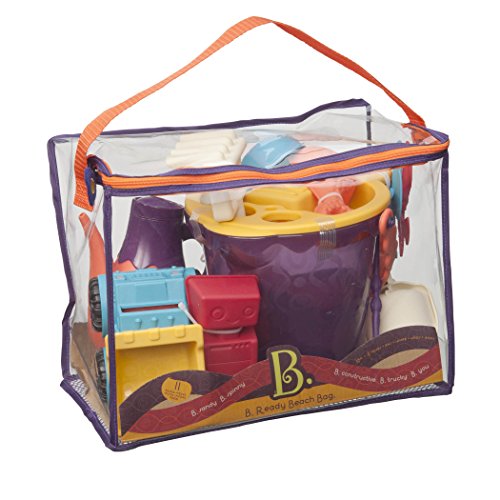 Product Cover B. toys - B. Ready Beach Bag - Beach Tote with Mesh Panel and 11 Funky Sand Toys - Phthalates and BPA Free - 18 m+, Purple Bucket