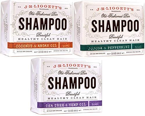 Product Cover J.R.LIGGETT'S All-Natural Shampoo Bars -Tea Tree & Hemp Oil, Jojoba & Peppermint and Coconut & Argan Oil, Nourishes Follicles with Antioxidants and Vitamins, Sulfate-Free, Set of Three, 3.5 Ounce Bars