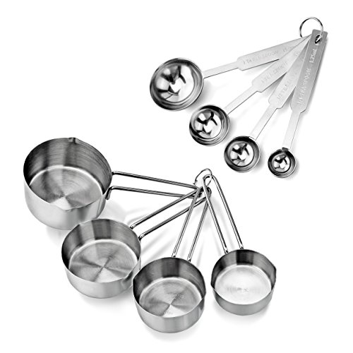 Product Cover New Star Foodservice 42917 Stainless Steel Measuring Spoons and Cups Combo, Set of 8, Silver