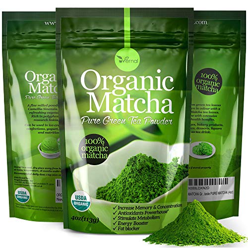 Product Cover Organic Matcha Green Tea Powder USDA Certified - 100% Pure Macha for Smoothies and Baking - 4oz by uVernal