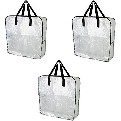 Product Cover Pack of 3 - Extra Large Clear Storage Bag for Clothing Storage, Under the Bed Storage, Garage Storage, Recycling Bags