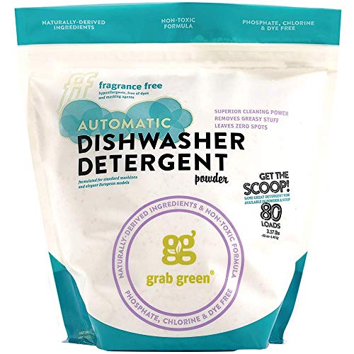 Product Cover Grab Green Natural Automatic Dishwashing Detergent Powder, Fragrance Free, Organic Enzymed-Powdered, 80 Loads