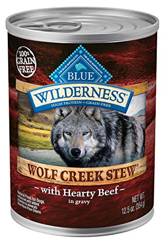 Product Cover Blue Buffalo Wilderness Wolf Creek Stew High Protein Grain Free, Natural Wet Dog Food, Hearty Beef Stew in gravy 12.5-oz can (pack of 12)