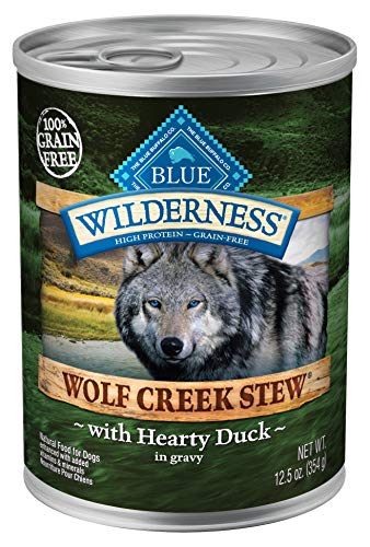 Product Cover Blue Buffalo Wilderness Wolf Creek Stew High Protein Grain Free, Natural Wet Dog Food, Hearty Duck Stew in gravy 12.5-oz can (pack of 12)
