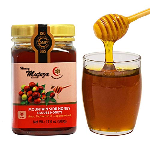 Product Cover Authentic Mountain Sidr Honey - Jujube Honey, Equal to Manuka Effectiveness Unheated Unfiltered Unprocessed 100% Natural Gluten Free Raw Liquid Honey ( Save $6 on bigger size) (500g / 17.6oz)