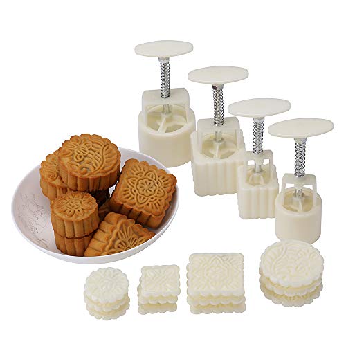 Product Cover Generic Mid-Autumn Festival Hand-Pressure Moon Cake Mould With 12 Pcs Mode Pattern For 4 Sets