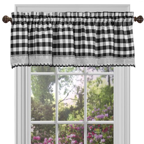 Product Cover Achim Home Furnishings, Black & White Buffalo Check Window Curtain Valance, 58