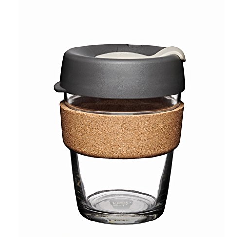 Product Cover KeepCup 12oz Reusable Coffee Cup. Toughened Glass Cup & Natural Cork Band. 12-Ounce/Medium, Press