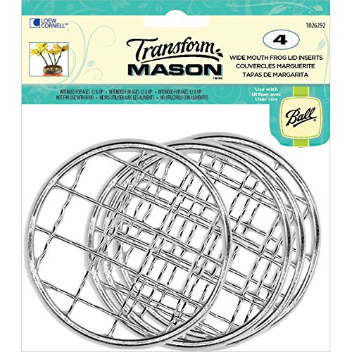 Product Cover Loew-Cornell Transform Mason Ball Lid Inserts 4/Pkg, Silver Frog - Wide Mouth