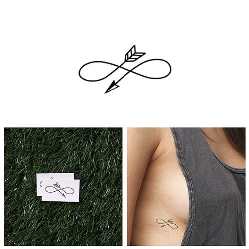 Product Cover Tattify Arrow Infinity Sign Temporary Tattoo - Right Direction (Set of 2) - Other Styles Available - Fashionable Temporary Tattoos