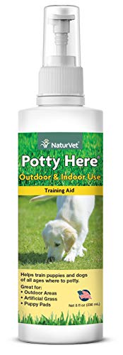 Product Cover NaturVet - Potty Here Training Aid Spray - Attractive Scent Helps Train Puppies & Dogs Where to Potty - Formulated for Indoor & Outdoor Use - 8 oz