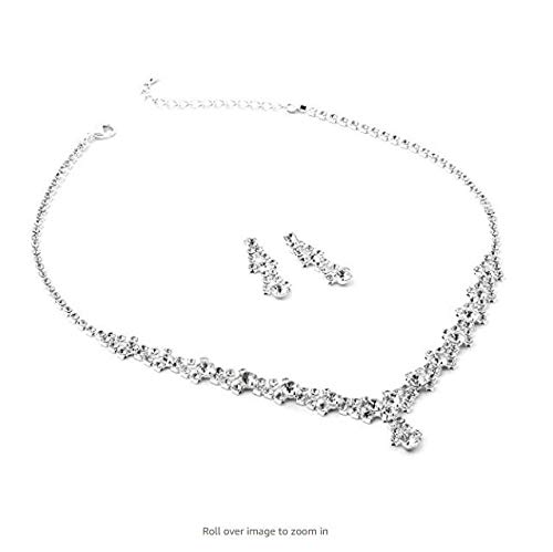 Product Cover Topwholesalejewel Silver Crystal Rhinestone and Crystal Circle Stones NecklaceMatching Dangle Earrings Jewelry Set