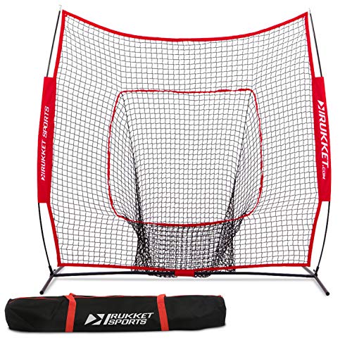 Product Cover Rukket 7x7 Baseball & Softball Net | Practice Hitting, Pitching, Batting and Catching | Backstop Screen Equipment Training Aids | Includes Carry Bag