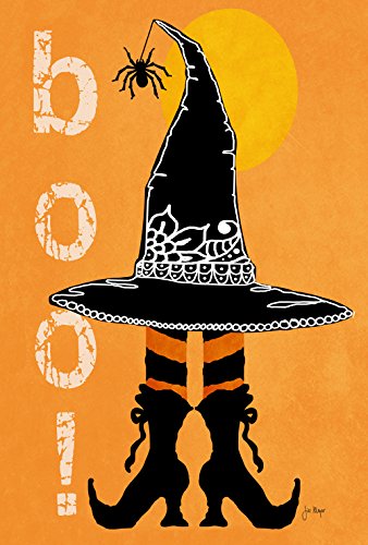 Product Cover Toland Home Garden Boo Boots 28 x 40 Inch Decorative Halloween Witch Hat Spider Double Sided House Flag