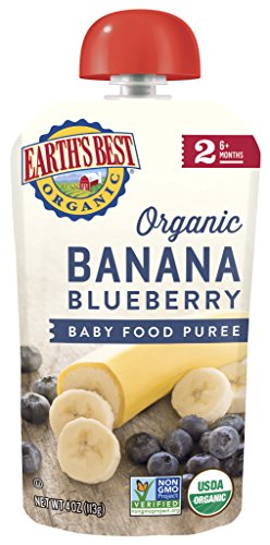 Product Cover Earth's Best Organic Stage 2 Baby Food, Banana Blueberry, 4 oz. Pouch (Pack of 6)