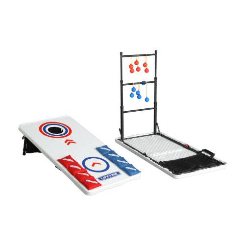 Product Cover Lifetime Heavy Duty Outdoor Cornhole, Ladderball Game and Table Combo Set