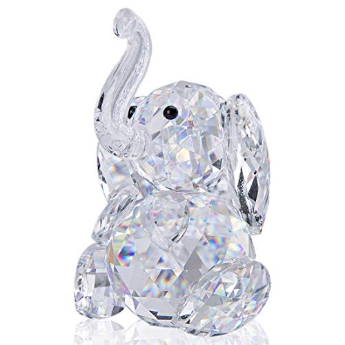 Product Cover H&D Crystal Cute Elephant Figurine Collection Cut Glass Ornament Statue Animal Collectible