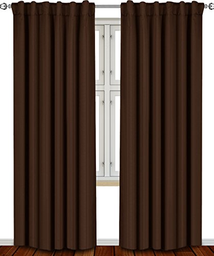 Product Cover Utopia Bedding Blackout Room Darkening and Thermal Insulating Window Curtains/Panels/Drapes - 2 Panels Set - 7 Back Loops per Panel - 2 Tie Backs Included (Chocolate, 52 x 84)