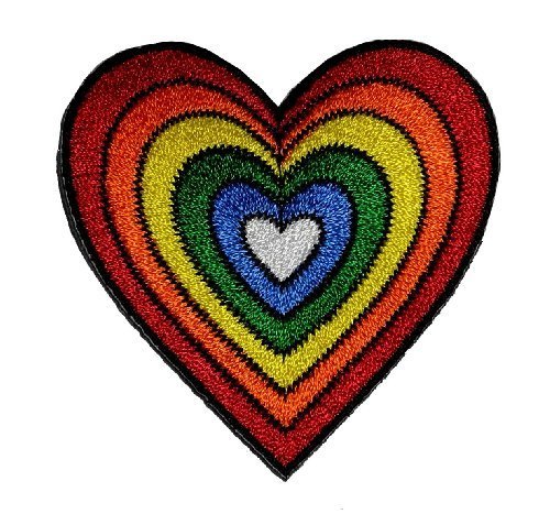Product Cover Heart Rainbow Hippie Retro Design DIY Applique Embroidered Sew Iron on Patch H-01