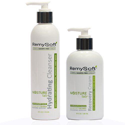Product Cover RemySoft Moisturelab Hydrating Cleanser & Recovery Cream Duo - Safe for Hair Extensions, Weaves and Wigs - Salon Formula Shampoo and Conditioner Combo - Gentle Sulfate-free Lather