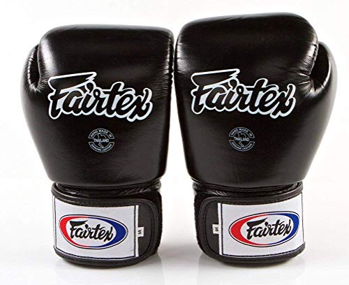 Product Cover Fairtex Muay Thai Boxing Gloves BGV1 Size : 10 12 14 16 oz. Training Sparring All Purpose Gloves for Kick Boxing MMA K1 (Solid Black, 16 oz)