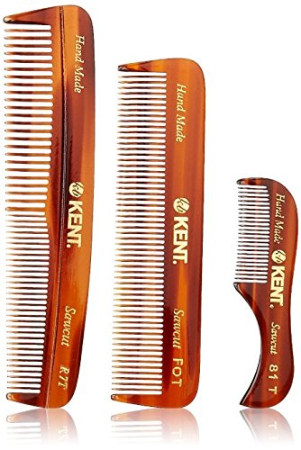 Product Cover Kent Handmade Combs for Men Set of 3 - 81T, FOT and R7T - For Hair, Beard, and Mustache Care Kit, Best For Men, Pocket and Travel
