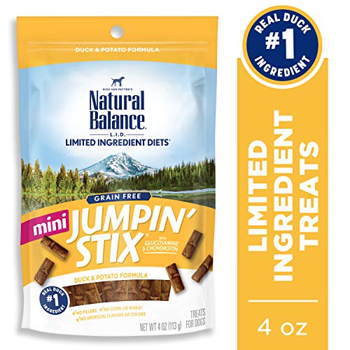 Product Cover Natural Balance L.I.T. Limited Ingredient Treats Mini Jumpin' Stix Dog Treats, Duck & Potato Formula, 4 Ounce Pouch