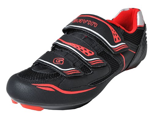 Product Cover Gavin Men's VELO Road Bike Cycling Shoe, Black/Red, 44 EU