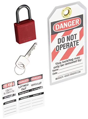 Product Cover Brady Compact Lockout Tagout Padlock Personal Safety Kit - 123143 - Red