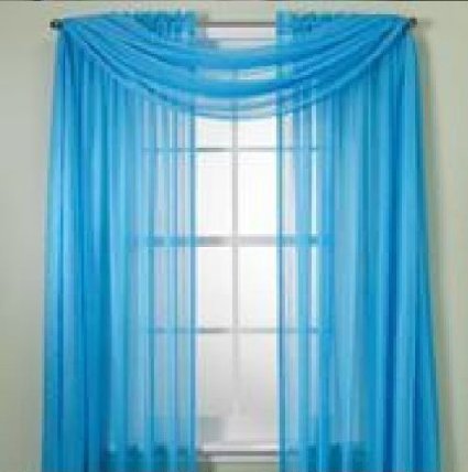 Product Cover WPM  60 x 63-Inches Sheer Window Elegance Curtains/drape/panels/treatment, Turquoise