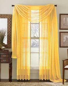 Product Cover WPM  60 x 63-Inches Sheer Window Elegance Curtains/drape/panels/treatment, Yellow