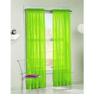 Product Cover WPM  60 x 63-Inches Sheer Window Elegance Curtains/drape/panels/treatment, Lime Green