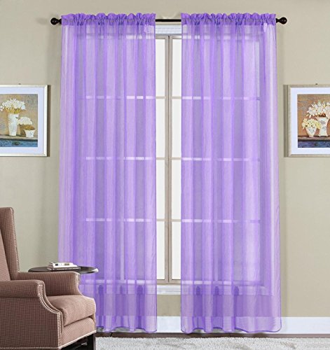 Product Cover WPM  60 x 63-Inches Sheer Window Elegance Curtains/drape/panels/treatment, Lavender purple