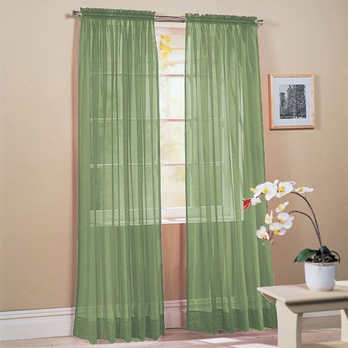 Product Cover WPM  60 x 63-Inches Sheer Window Elegance Curtains/drape/panels/treatment, Sage