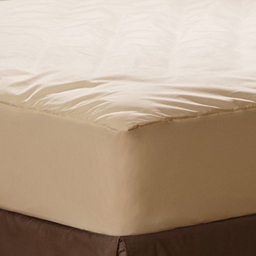 Product Cover AllerEase Organic Cotton Allergy Protection Fitted Mattress Pad - 100% Organic Cotton Cover, Hypoallergenic Fill, Chemical Free - Block Dust Mites and Other Allergens - Natural Off-White, Twin