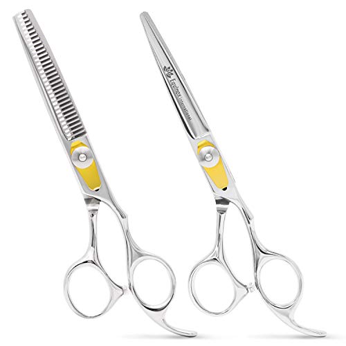 Product Cover Equinox Professional Razor Edge Series - Barber Hair Cutting and Thinning/Texturizing Scissors/Shears Set - 6.5 Inches Hair Cutting Scissors Kit