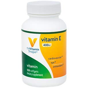 Product Cover The Vitamin Shoppe Vitamin E 400IU Natural Source, Supports Healthy Cardiovascular System, Immune Health Eye Health Once Daily (120 Softgels)