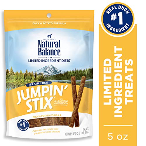 Product Cover Natural Balance L.I.T. Limited Ingredient Treats Jumpin' Stix Dog Treats, Grain Free, Duck & Potato Formula, 5 Ounce Pouch