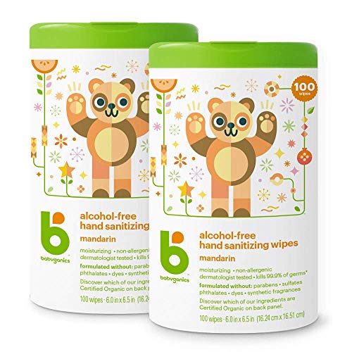 Product Cover Babyganics Alcohol-Free Hand Sanitizer Wipes, Mandarin, 100 ct, 2 Pack, Packaging May Vary