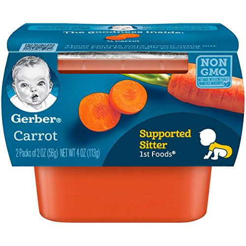 Product Cover Gerber 1st Foods, Carrot Pureed Baby Food, 2 Ounce Tubs, 2 Count (Pack of 8)