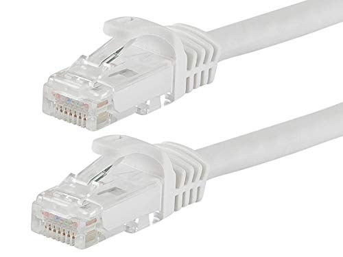 Product Cover Monoprice Flexboot Cat6 Ethernet Patch Cable - Network Internet Cord - RJ45, Stranded, 550Mhz, UTP, Pure Bare Copper Wire, 24AWG, 30ft, White