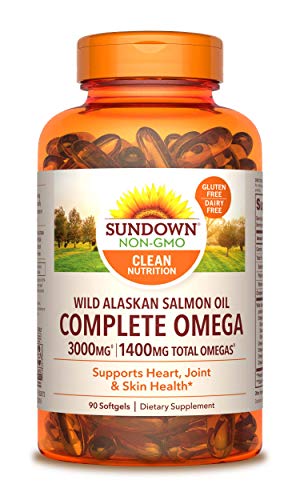 Product Cover Sundown Complete Omega Wild Alaskan Salmon Oil Softgel, 1400 mg, 90 Softgels (Packaging May Vary)