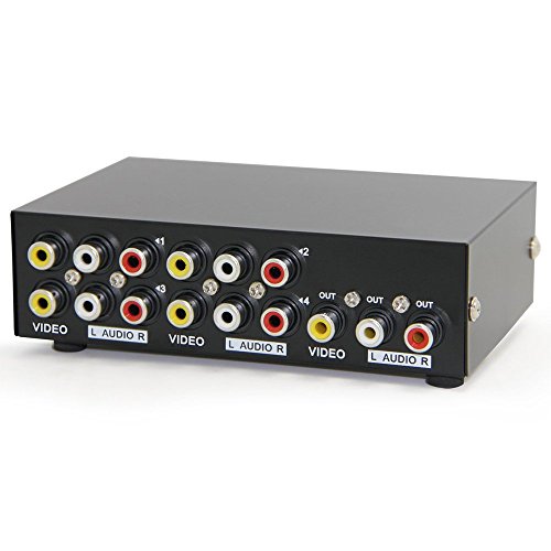 Product Cover Panlong 4-Way AV Switch RCA Switcher 4 in 1 Out Composite Video L/R Audio Selector Box for DVD STB Game Consoles