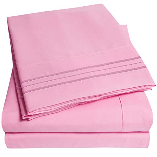 Product Cover 1500 Supreme Collection Bed Sheets Set - Premium Peach Skin Soft Luxury 4 Piece Bed Sheet Set, Since 2012 - Deep Pocket Wrinkle Free Hypoallergenic Bedding - Over 40+ Colors - Queen Size, Pink