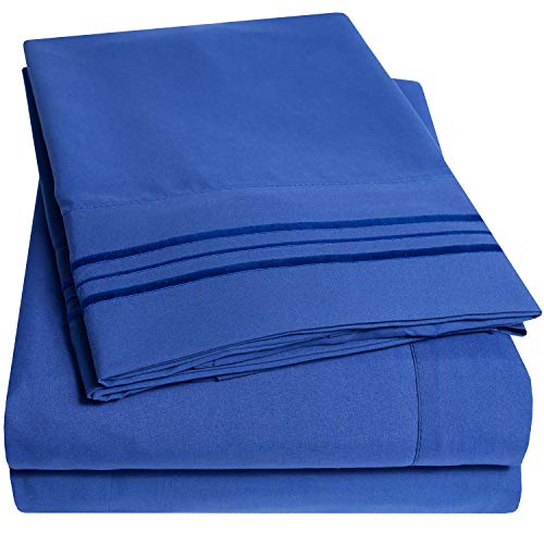 Product Cover 1500 Thread Count 3pc Bed Sheet Set Egyptian Quality Deep Pocket - Twin, Royal Blue