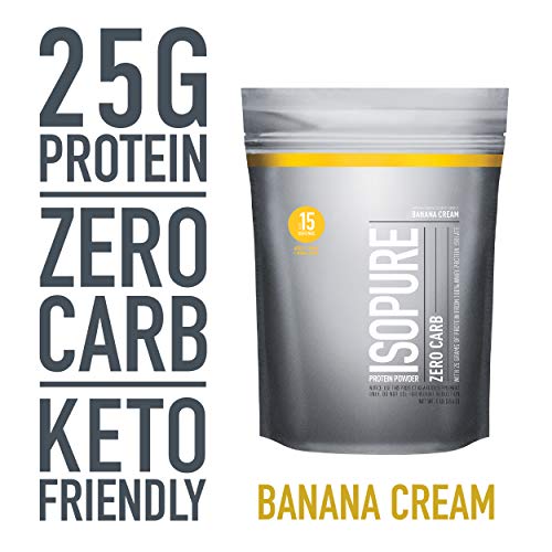 Product Cover Isopure Zero Carb, Keto Friendly Protein Powder, 100% Whey Protein Isolate, Flavor: Banana Cream, 1 Pound