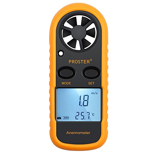 Product Cover Proster Anemometers Handheld Wind Speed Meter Portable Wind Gauges Air Flow Thermometer with LCD Backlight for Windsurfing Kiteflying Sailing Surfing Fishing