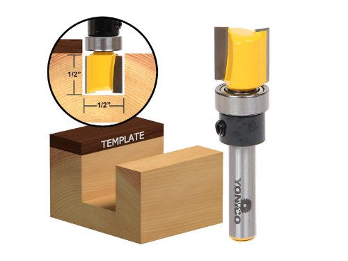 Product Cover Yonico 14169q 1/2-Inch Hinge Mortise Flush Trim Template Router Bit 1/4-Inch Shank